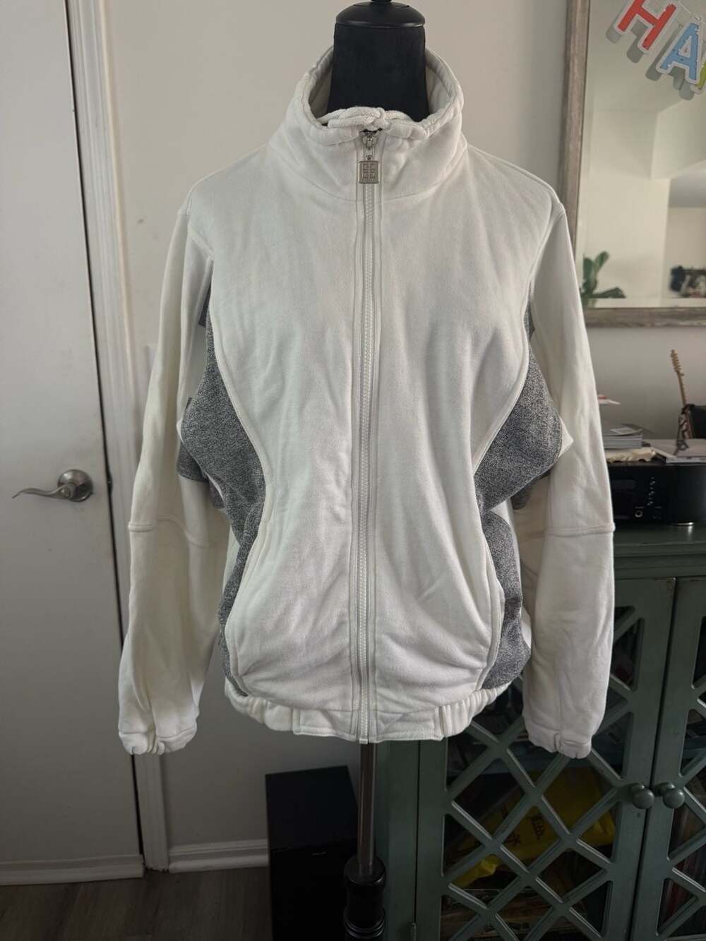 Givenchy White and Grey Full Zip Lightweight Jacket